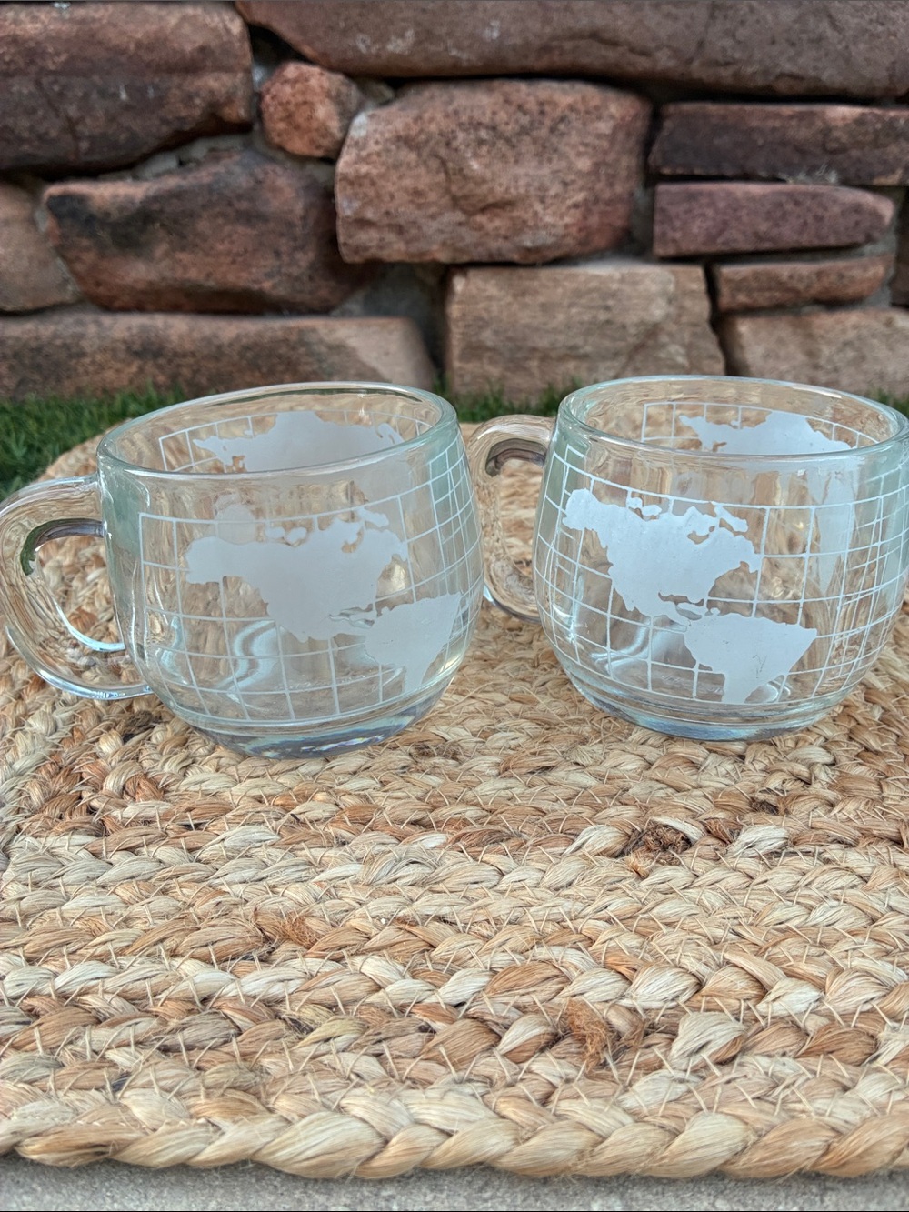Nescafé Vintage 1970’s World Globe Glass Mugs